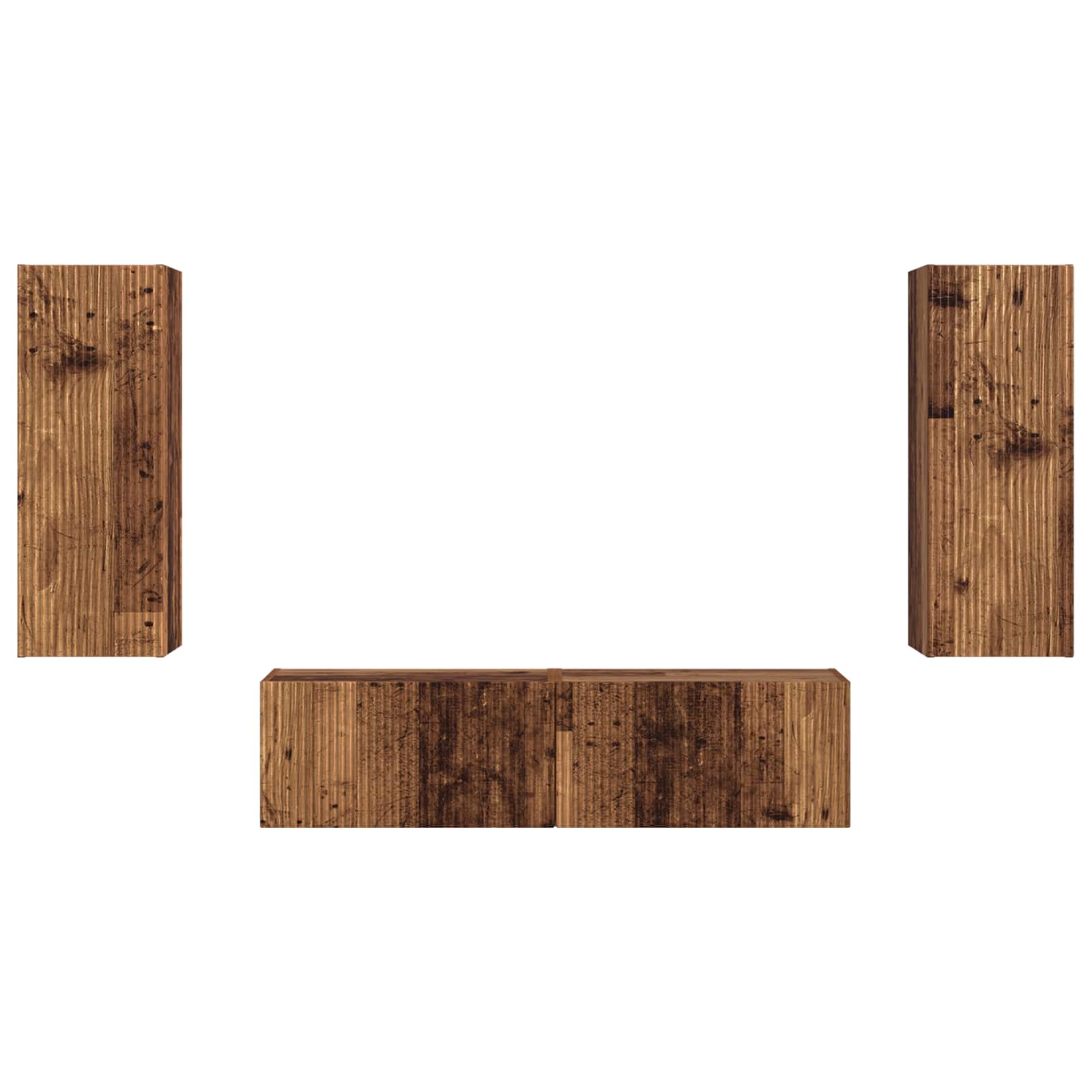 Conjunto De Mueble De Tv Montaje En La Pared 2 Pcs Madera Vieja