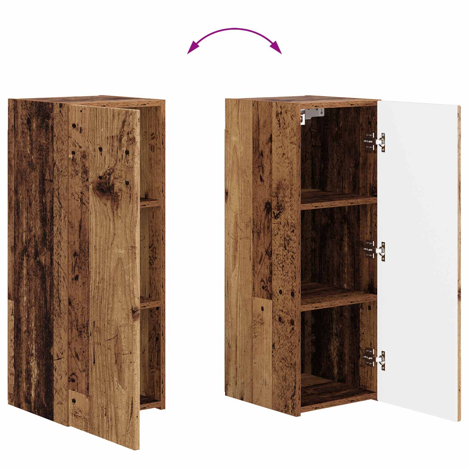 Conjunto De Mueble De Tv Montaje En La Pared 2 Pcs Madera Vieja