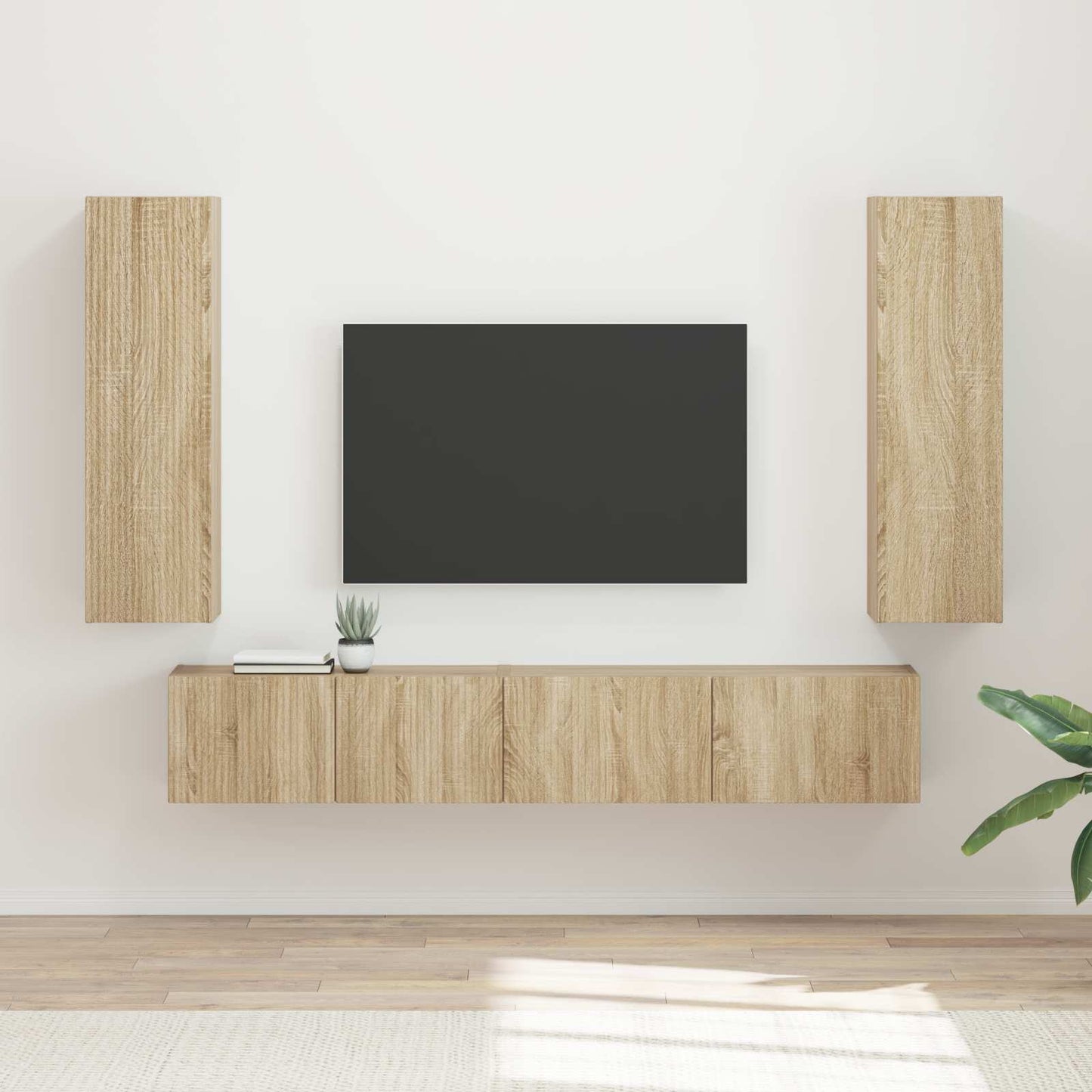 Conjunto De Mueble De Tv 3 Pcs Gris Concreto
