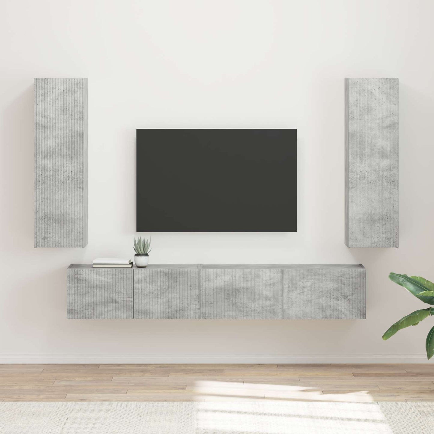 Conjunto De Mueble De Tv 3 Pcs Gris Concreto