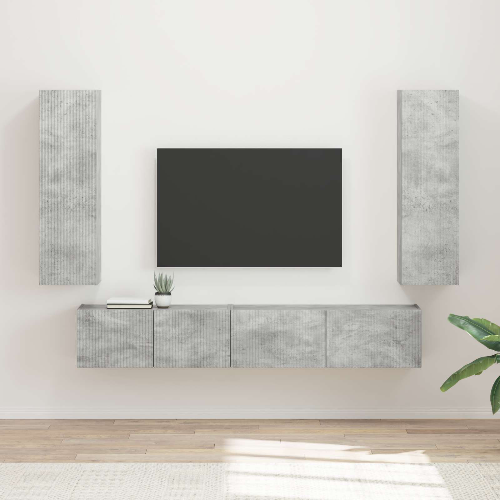 Conjunto De Mueble De Tv 3 Pcs Gris Concreto
