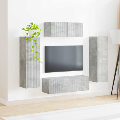 Conjunto De Mueble De Tv 3 Pcs Gris Concreto