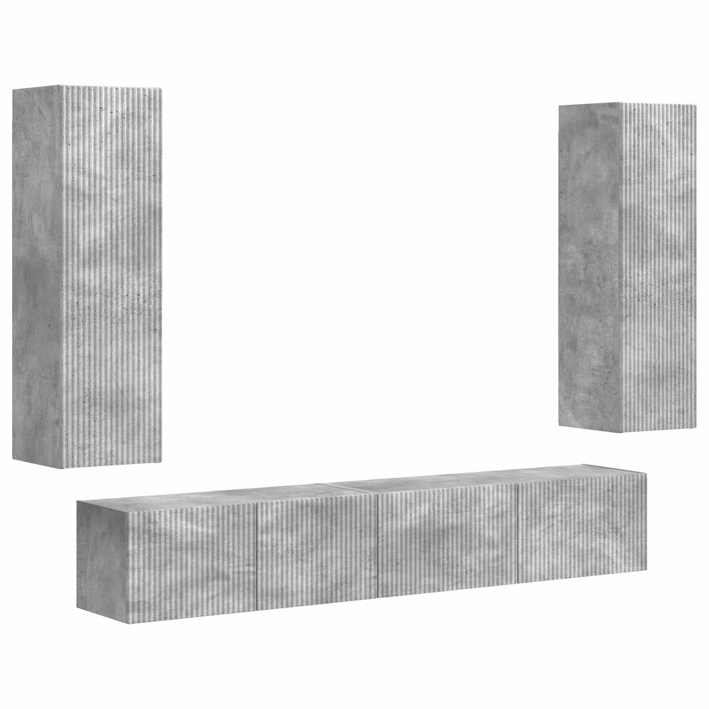 Conjunto De Mueble De Tv 3 Pcs Gris Concreto