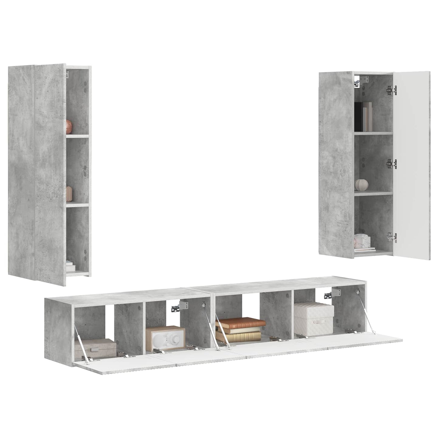 Conjunto De Mueble De Tv 3 Pcs Gris Concreto