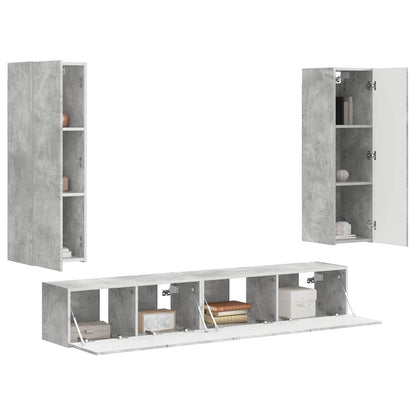 Conjunto De Mueble De Tv 3 Pcs Gris Concreto