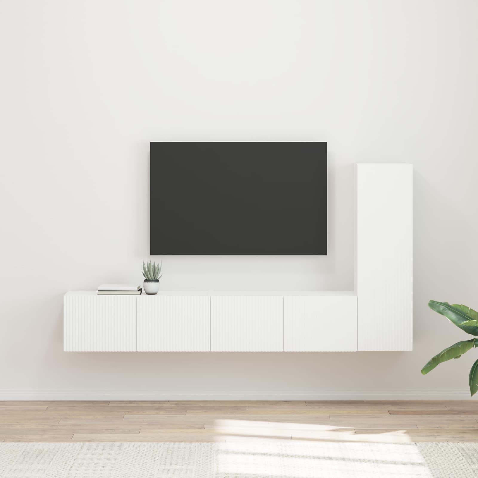 Conjunto De Mueble De Tv 3 Pcs Madera De Ingeniería