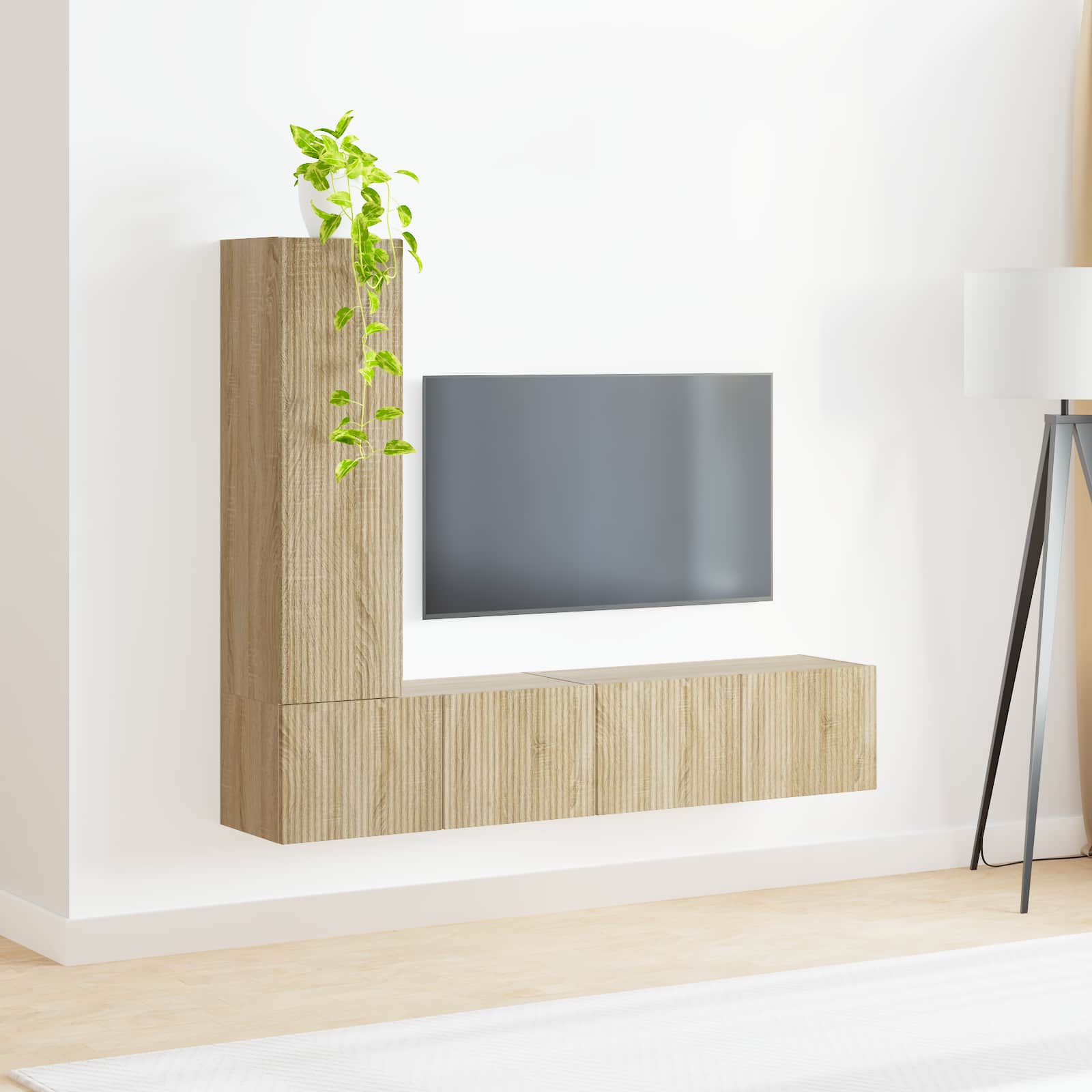 Conjunto De Mueble De Tv Montaje En La Pared 3 Pcs