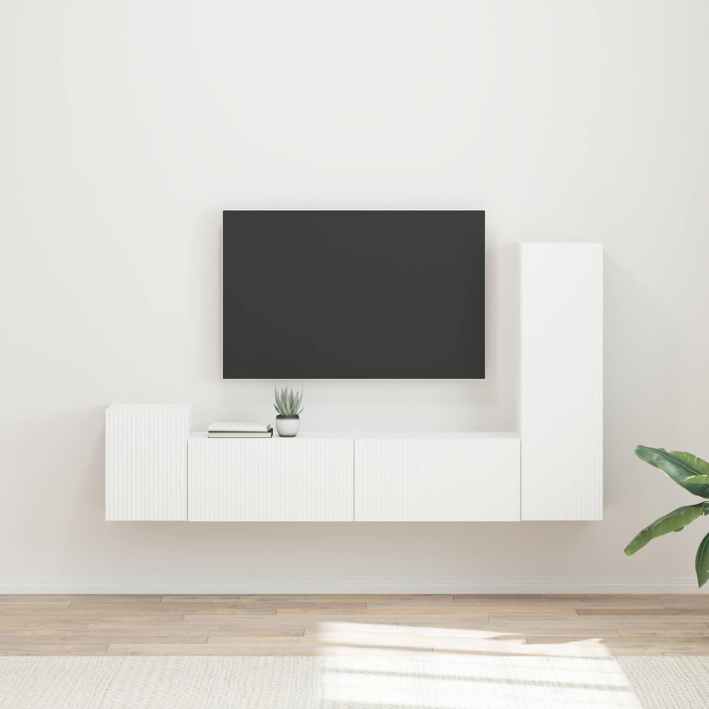 Conjunto De Mueble De Tv 4 Pcs Madera De Ingeniería
