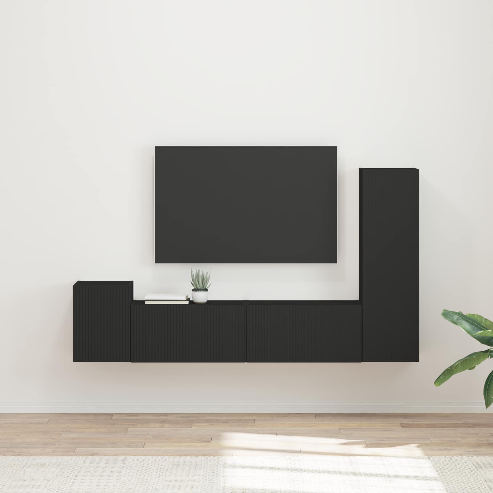 Conjunto De Mueble De Tv Montaje En La Pared 4 Pcs