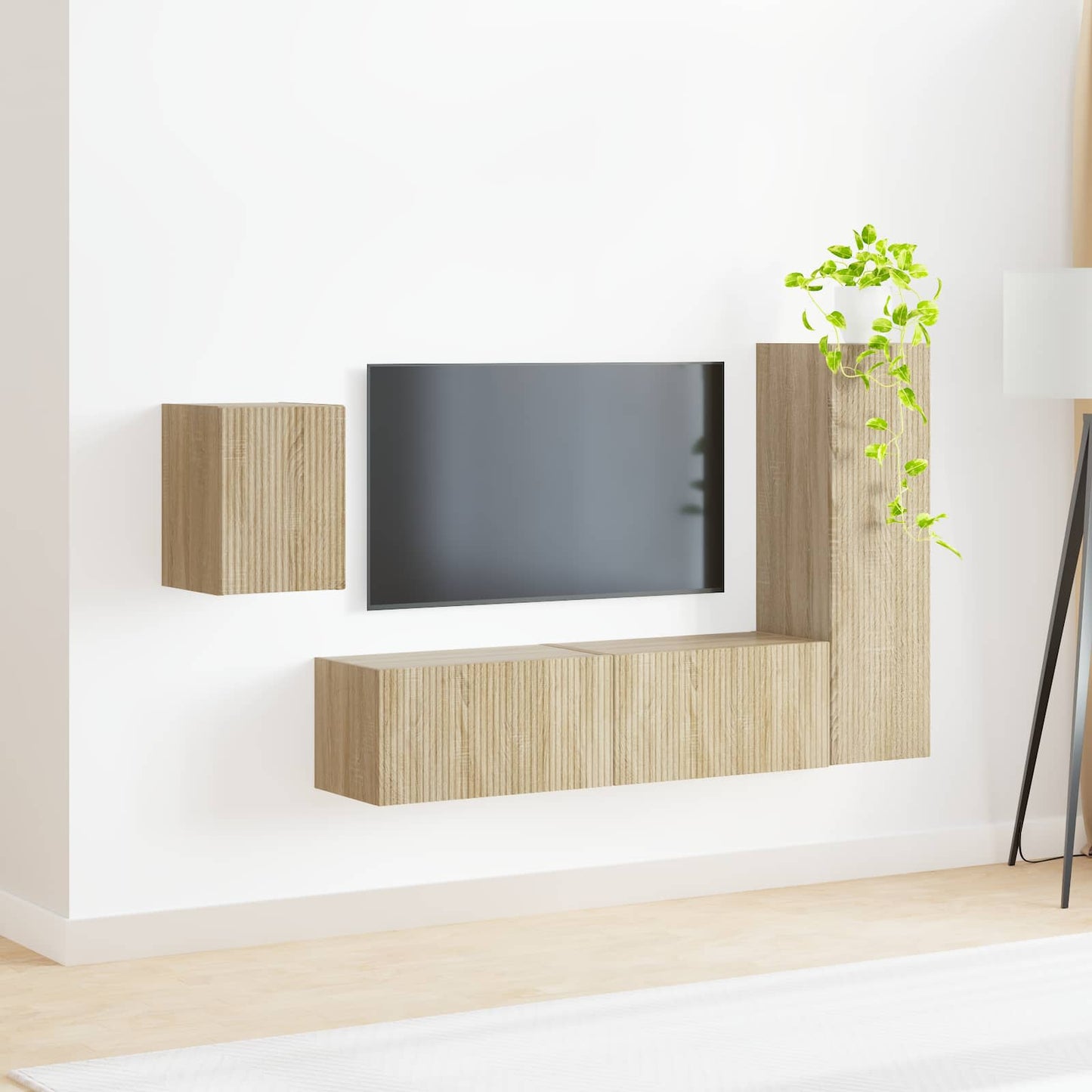Conjunto De Mueble De Tv Montaje En La Pared 4 Pcs