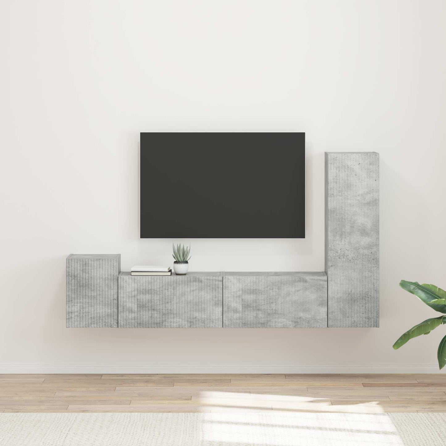 Conjunto De Mueble De Tv Montaje En La Pared 4 Pcs