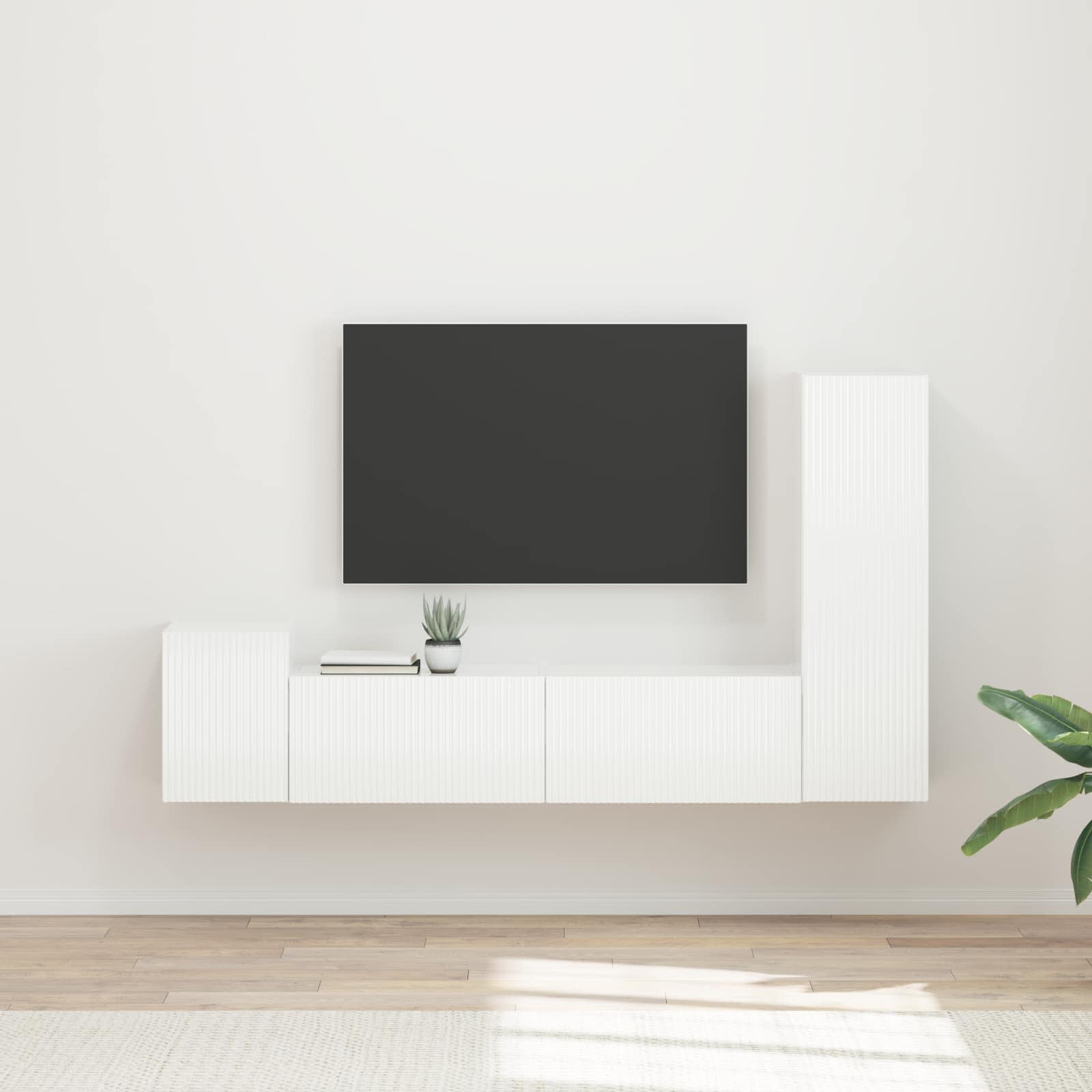 Conjunto De Mueble De Tv Montaje En La Pared 4 Pcs