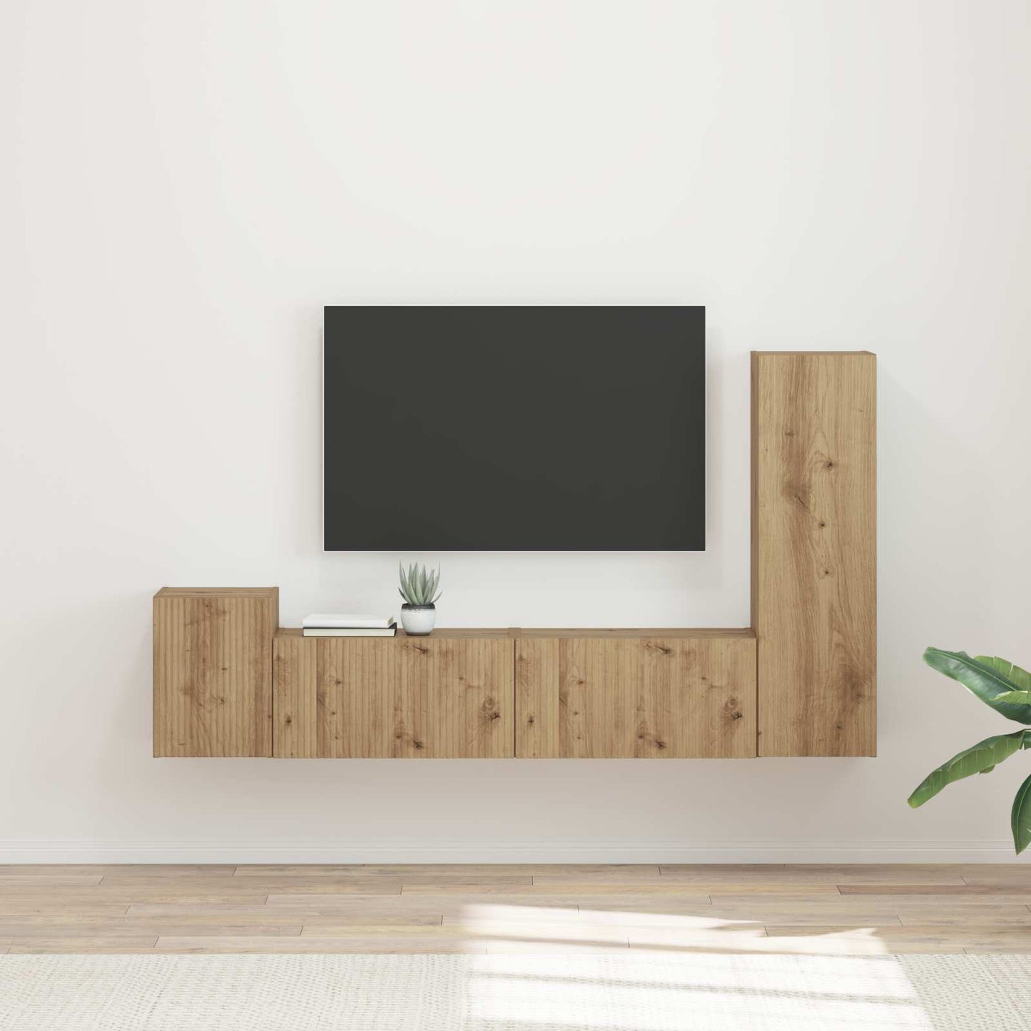 Conjunto De Mueble De Tv Montaje En La Pared 4 Pcs