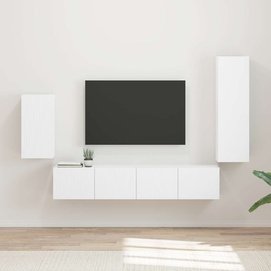 Conjunto De Mueble De Tv 4 Pcs Madera De Ingeniería