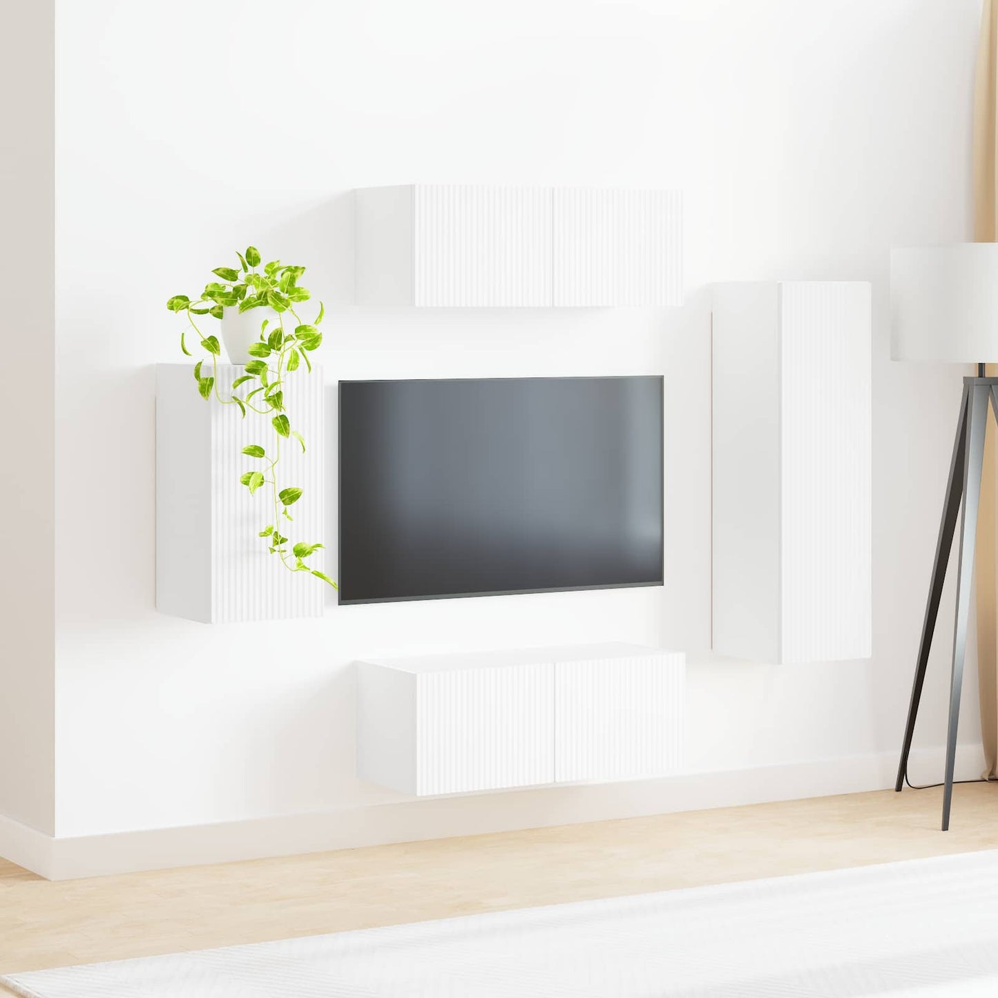 Conjunto De Mueble De Tv 4 Pcs Madera De Ingeniería