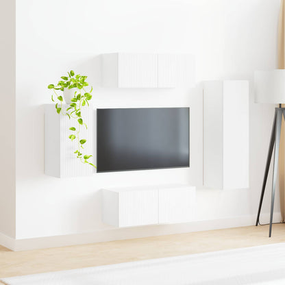 Conjunto De Mueble De Tv 4 Pcs Madera De Ingeniería