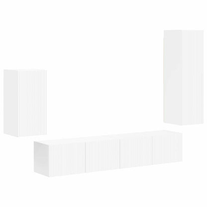 Conjunto De Mueble De Tv 4 Pcs Madera De Ingeniería