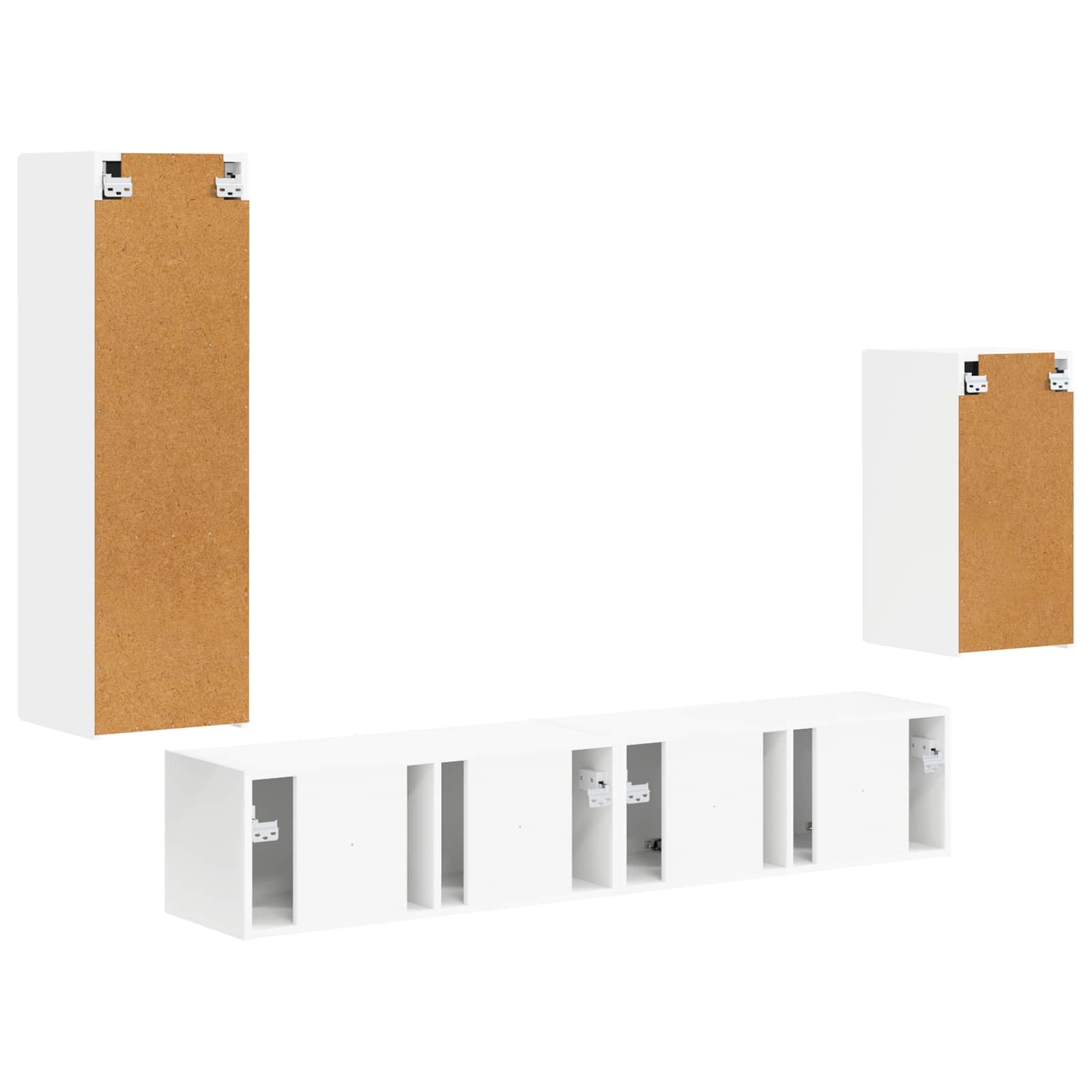 Conjunto De Mueble De Tv 4 Pcs Madera De Ingeniería