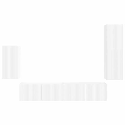 Conjunto De Mueble De Tv 4 Pcs Madera De Ingeniería