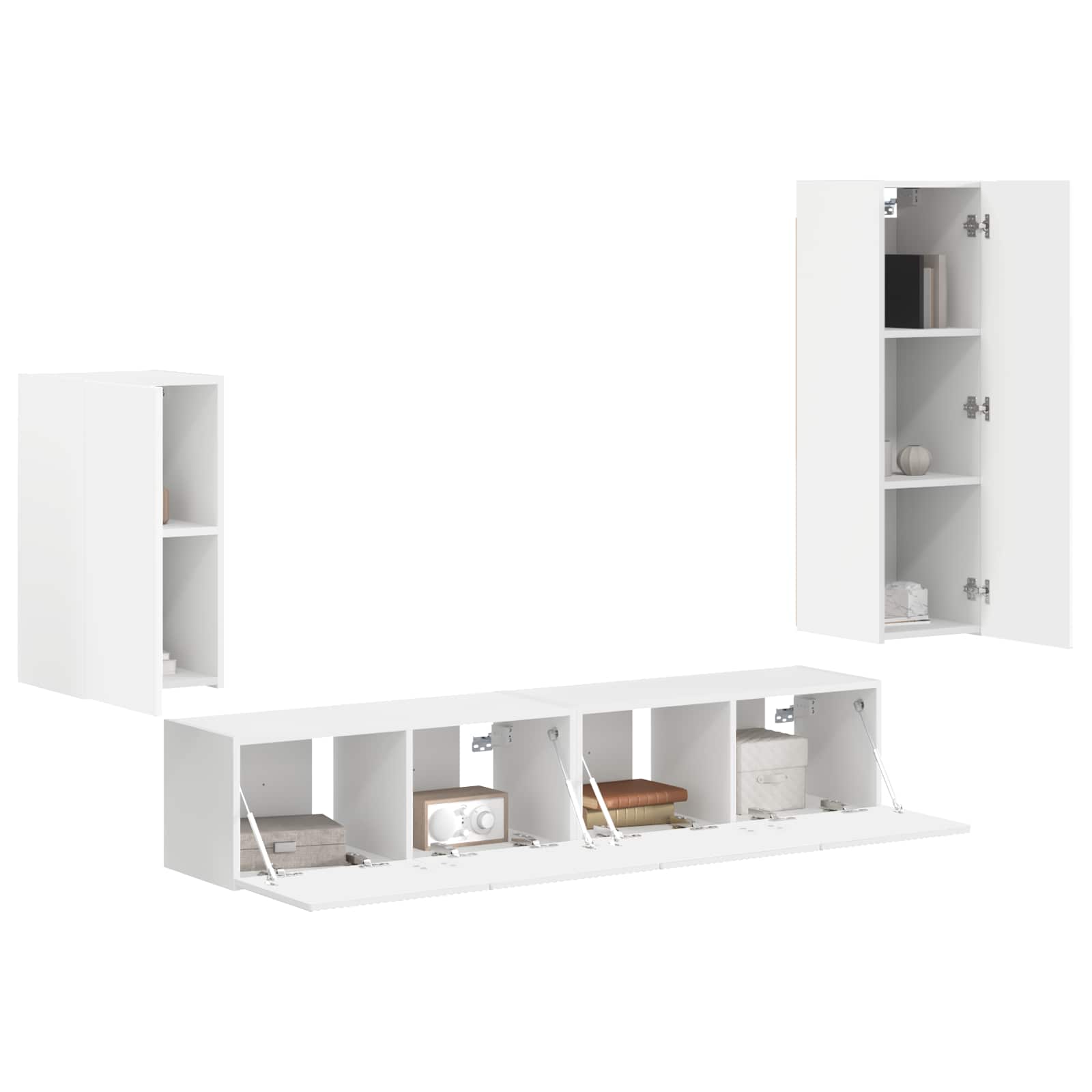 Conjunto De Mueble De Tv 4 Pcs Madera De Ingeniería