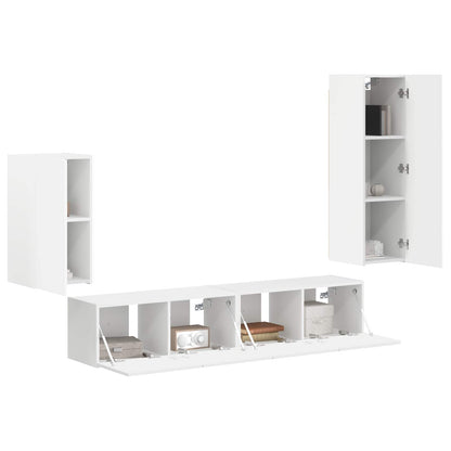 Conjunto De Mueble De Tv 4 Pcs Madera De Ingeniería
