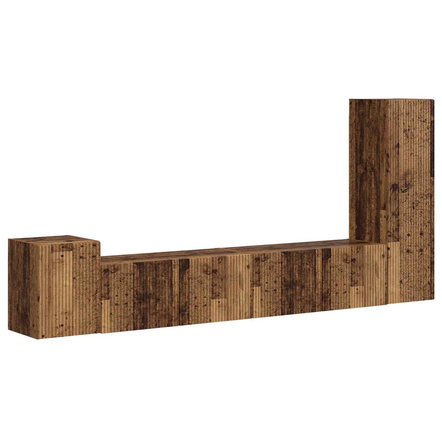 Conjunto De Mueble De Tv Montaje En La Pared 3 Pcs Madera Vieja