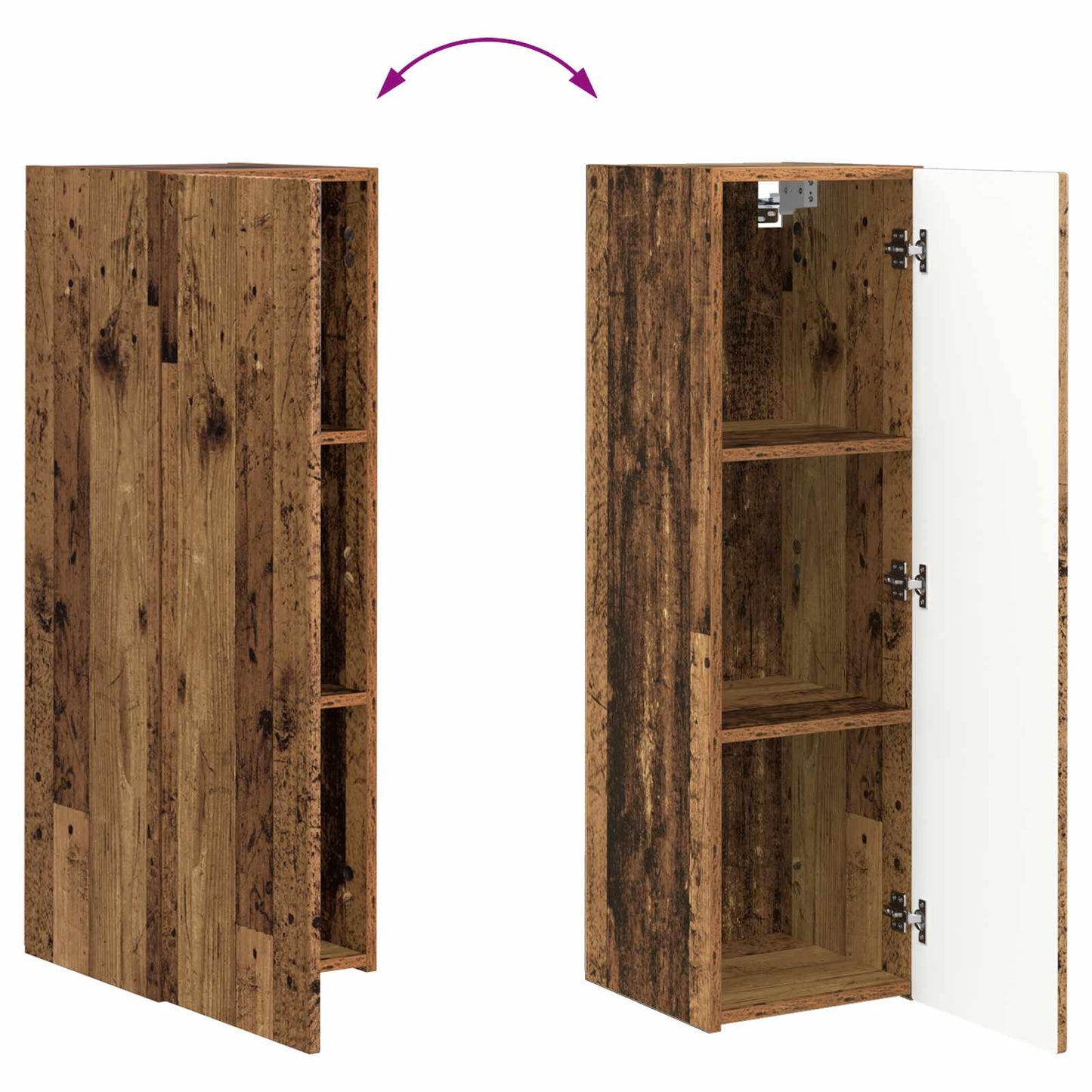 Conjunto De Mueble De Tv Montaje En La Pared 3 Pcs Madera Vieja