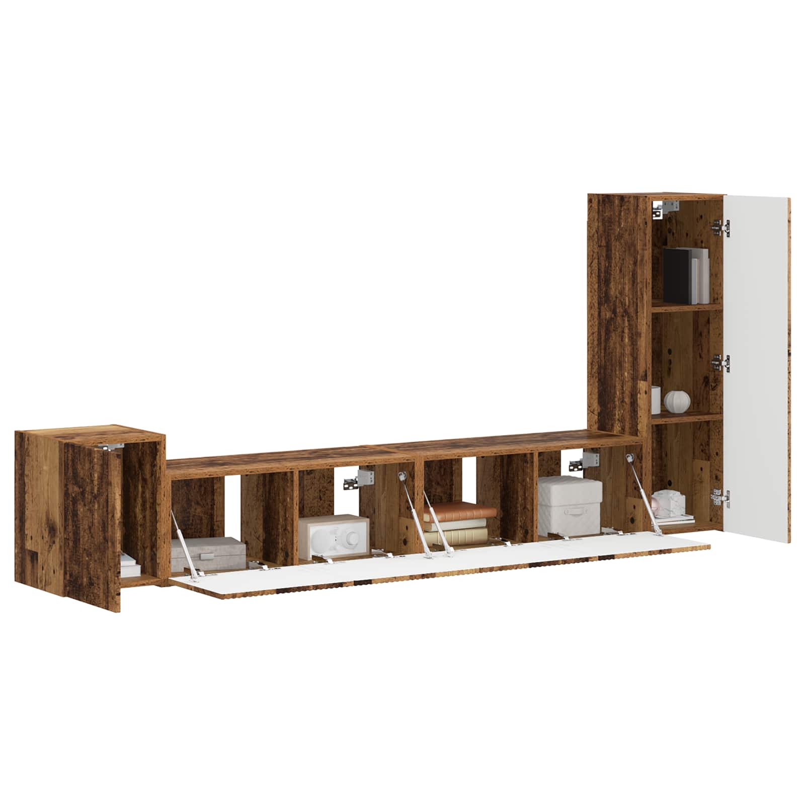 Conjunto De Mueble De Tv Montaje En La Pared 3 Pcs Madera Vieja