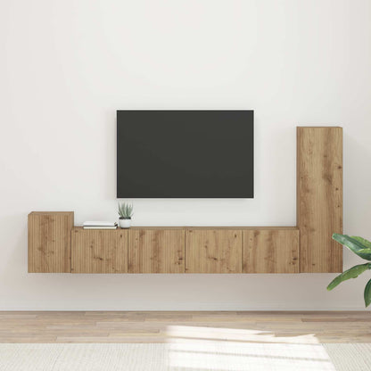 Conjunto De Mueble De Tv Montaje En La Pared 3 Pcs Madera Vieja