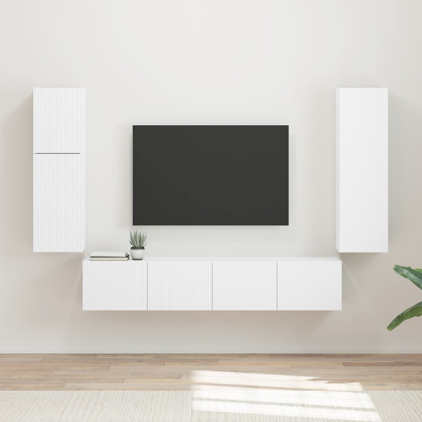 Conjunto De Mueble De Tv 4 Pcs Madera De Ingeniería