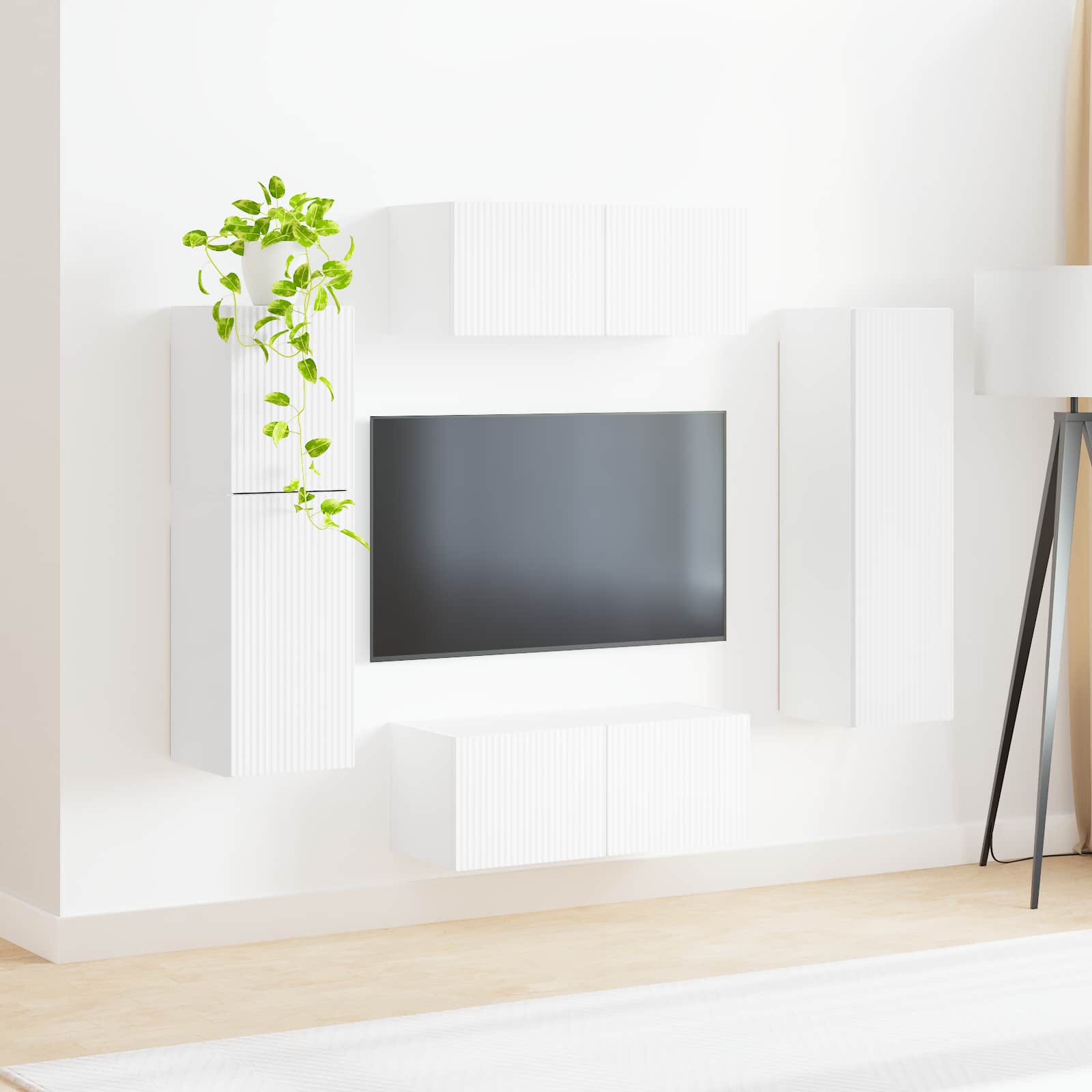 Conjunto De Mueble De Tv 4 Pcs Madera De Ingeniería