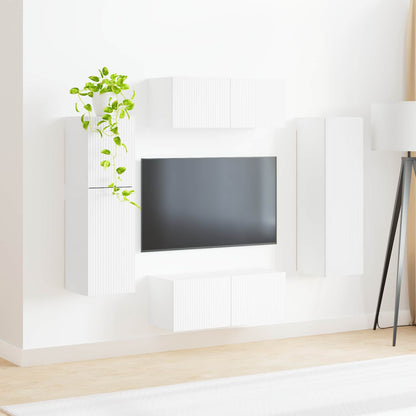 Conjunto De Mueble De Tv 4 Pcs Madera De Ingeniería