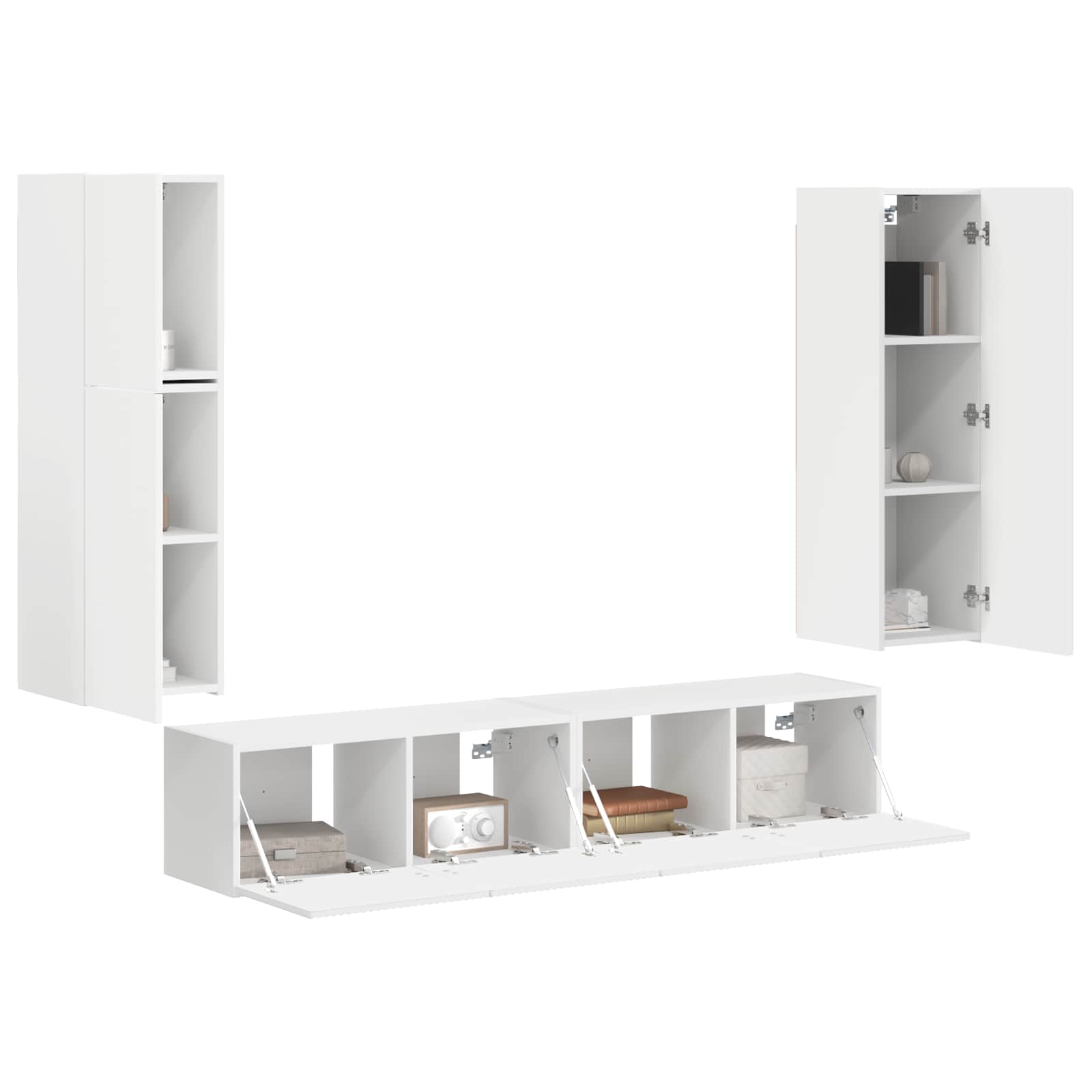 Conjunto De Mueble De Tv 4 Pcs Madera De Ingeniería