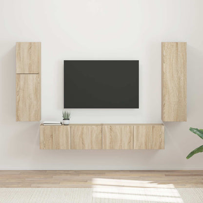Conjunto De Mueble De Tv 4 Pcs Roble Artesanal