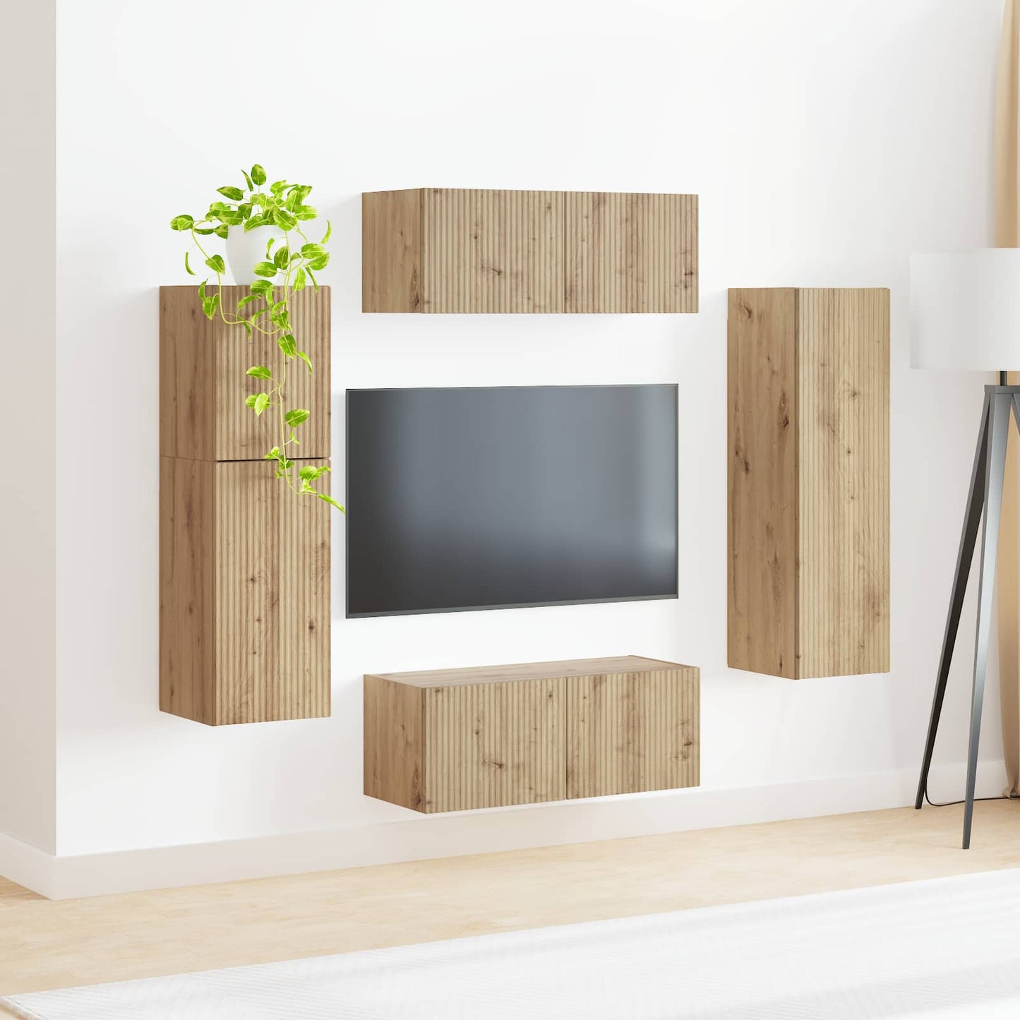 Conjunto De Mueble De Tv 4 Pcs Roble Artesanal