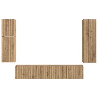 Conjunto De Mueble De Tv 4 Pcs Roble Artesanal