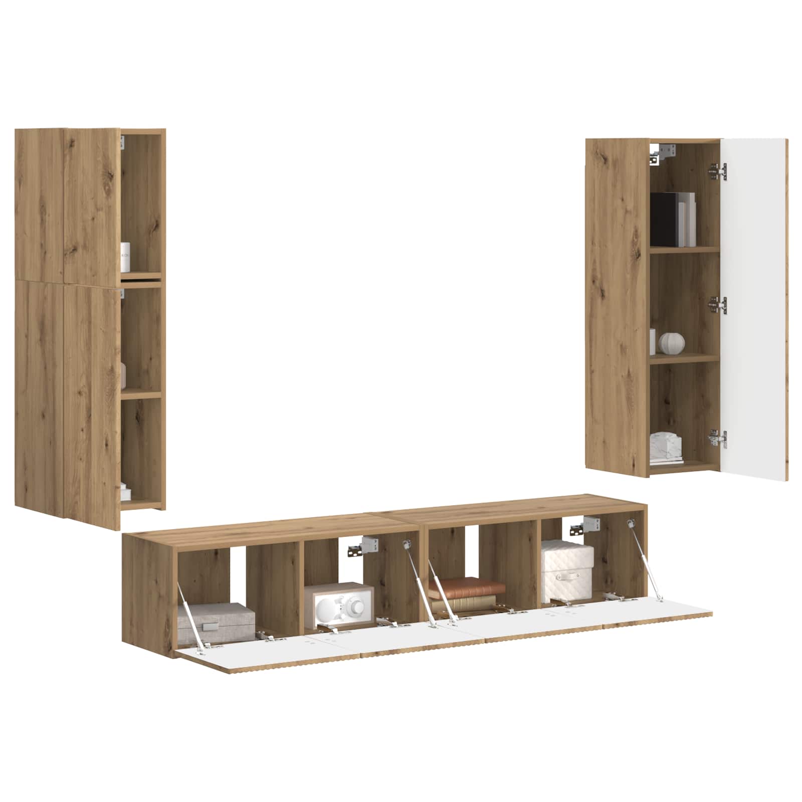 Conjunto De Mueble De Tv 4 Pcs Roble Artesanal