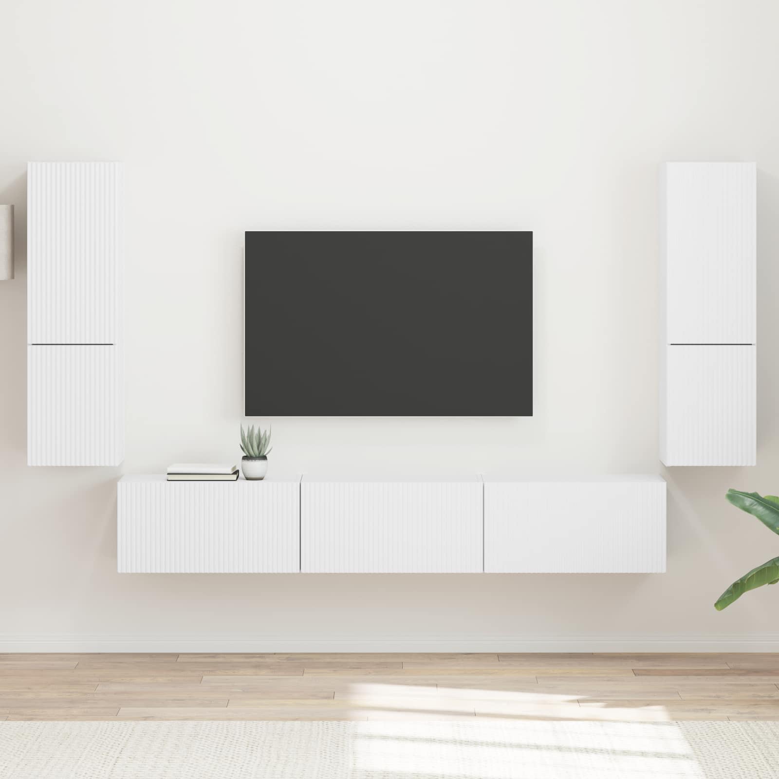 Conjunto De Mueble De Tv 4 Pcs Madera De Ingeniería