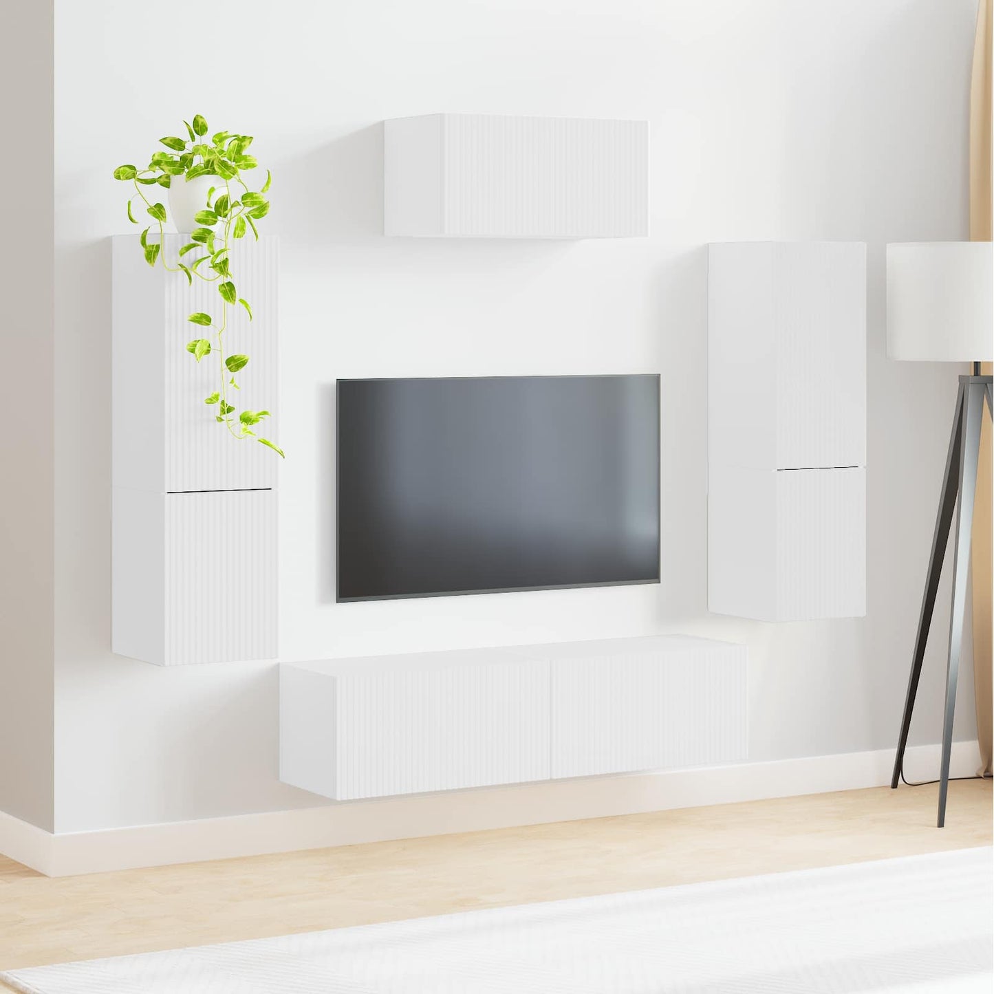 Conjunto De Mueble De Tv 4 Pcs Madera De Ingeniería