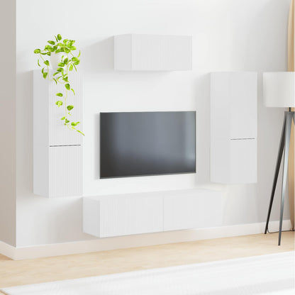 Conjunto De Mueble De Tv 4 Pcs Madera De Ingeniería
