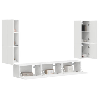 Conjunto De Mueble De Tv 4 Pcs Madera De Ingeniería
