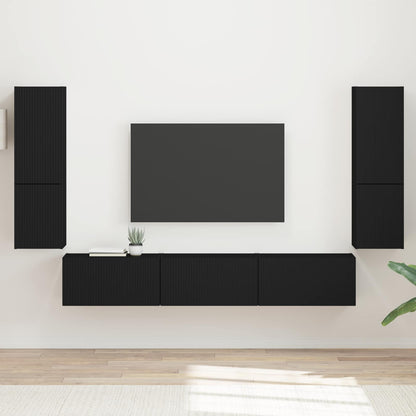 Conjunto De Mueble De Tv Montaje En La Pared 4 Pcs Madera Vieja