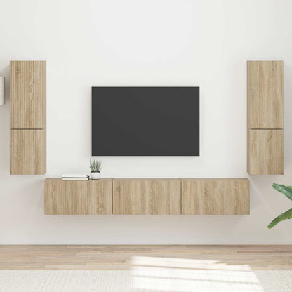 Conjunto De Mueble De Tv Montaje En La Pared 4 Pcs Madera Vieja
