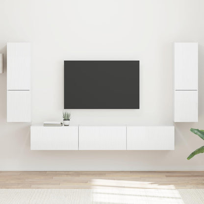 Conjunto De Mueble De Tv Montaje En La Pared 4 Pcs Madera Vieja