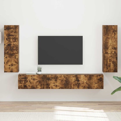 Conjunto De Mueble De Tv Montaje En La Pared 4 Pcs Madera Vieja