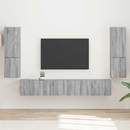 Conjunto De Mueble De Tv Montaje En La Pared 4 Pcs Madera Vieja