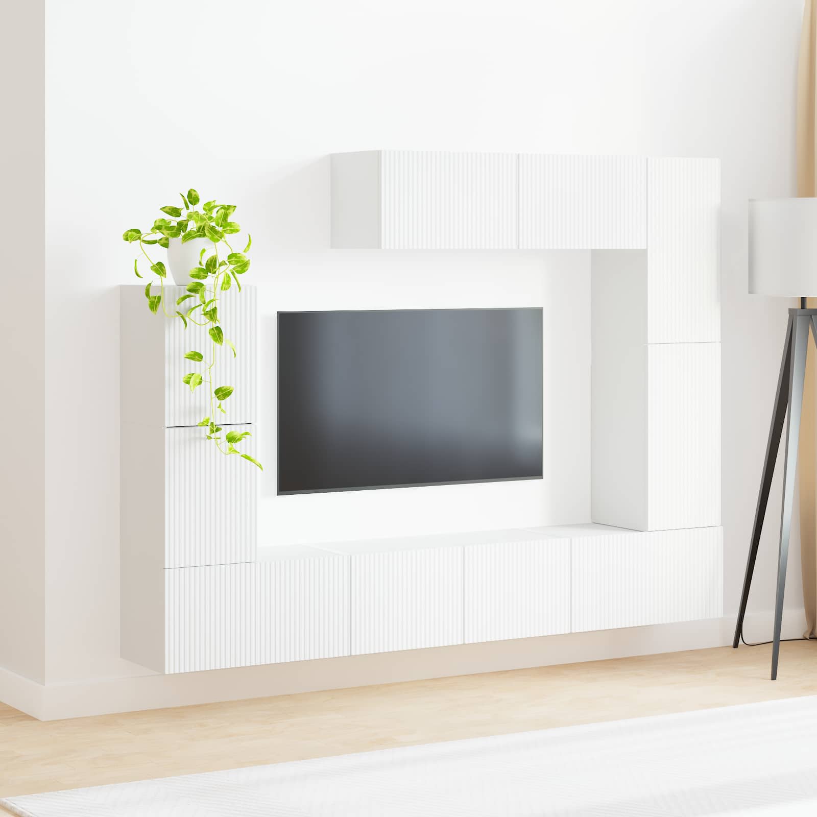 Conjunto De Mueble De Tv 5 Pcs Madera De Ingeniería