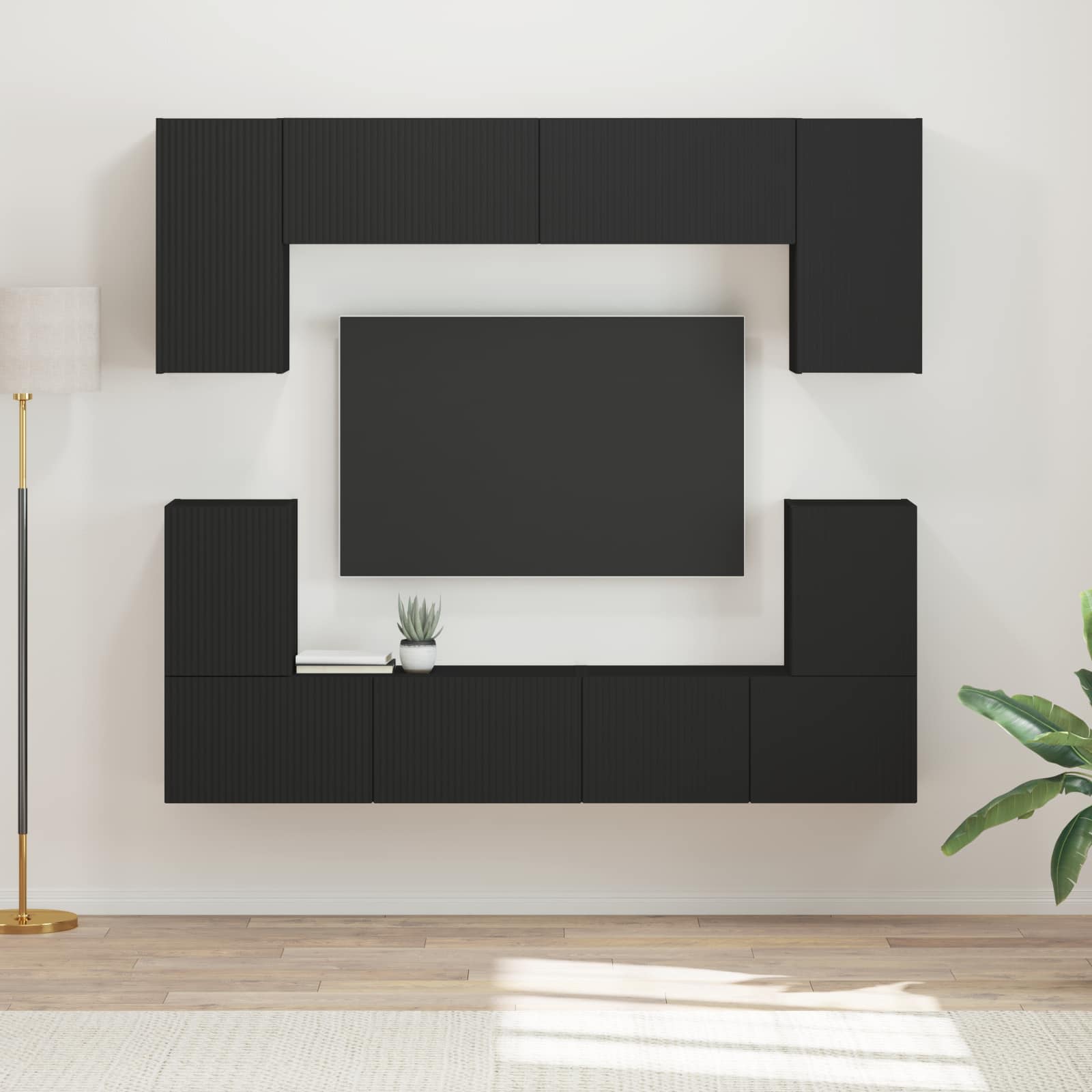 Conjunto De Mueble De Tv 5 Pcs Madera De Ingeniería