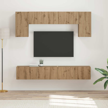 Conjunto De Mueble De Tv 5 Pcs Madera De Ingeniería