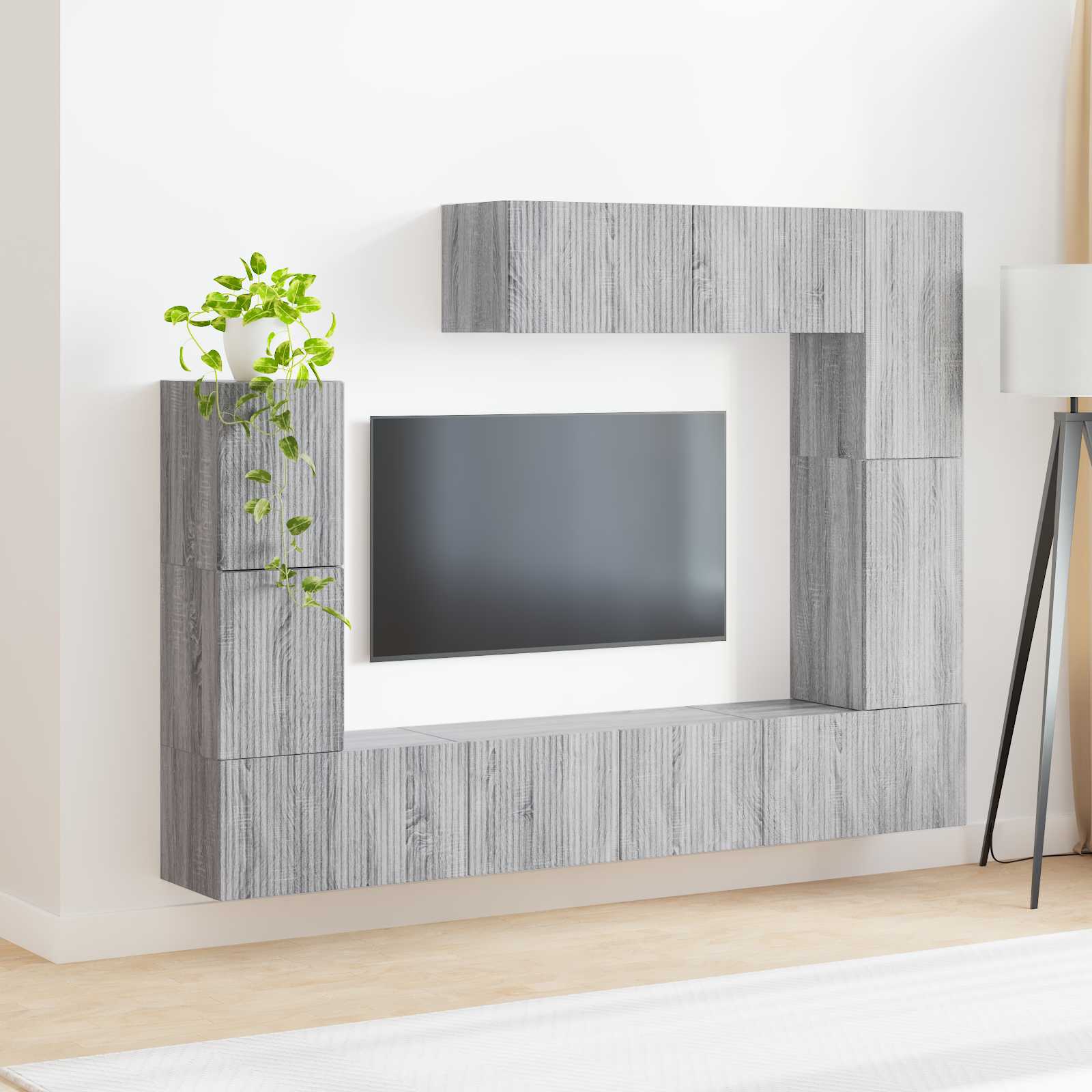 Conjunto De Mueble De Tv 5 Pcs Madera De Ingeniería